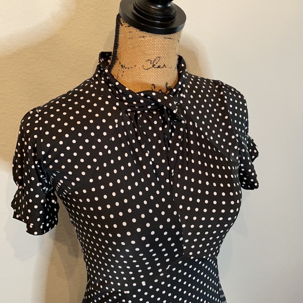 Black & white Polka Dot Lindy Bop Amie Tea Dress Small S - Picture 4 of 9